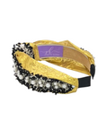 Load image into Gallery viewer, Gold Lame with Black Pearls