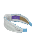 Load image into Gallery viewer, Light blue Scallop on White Seersucker