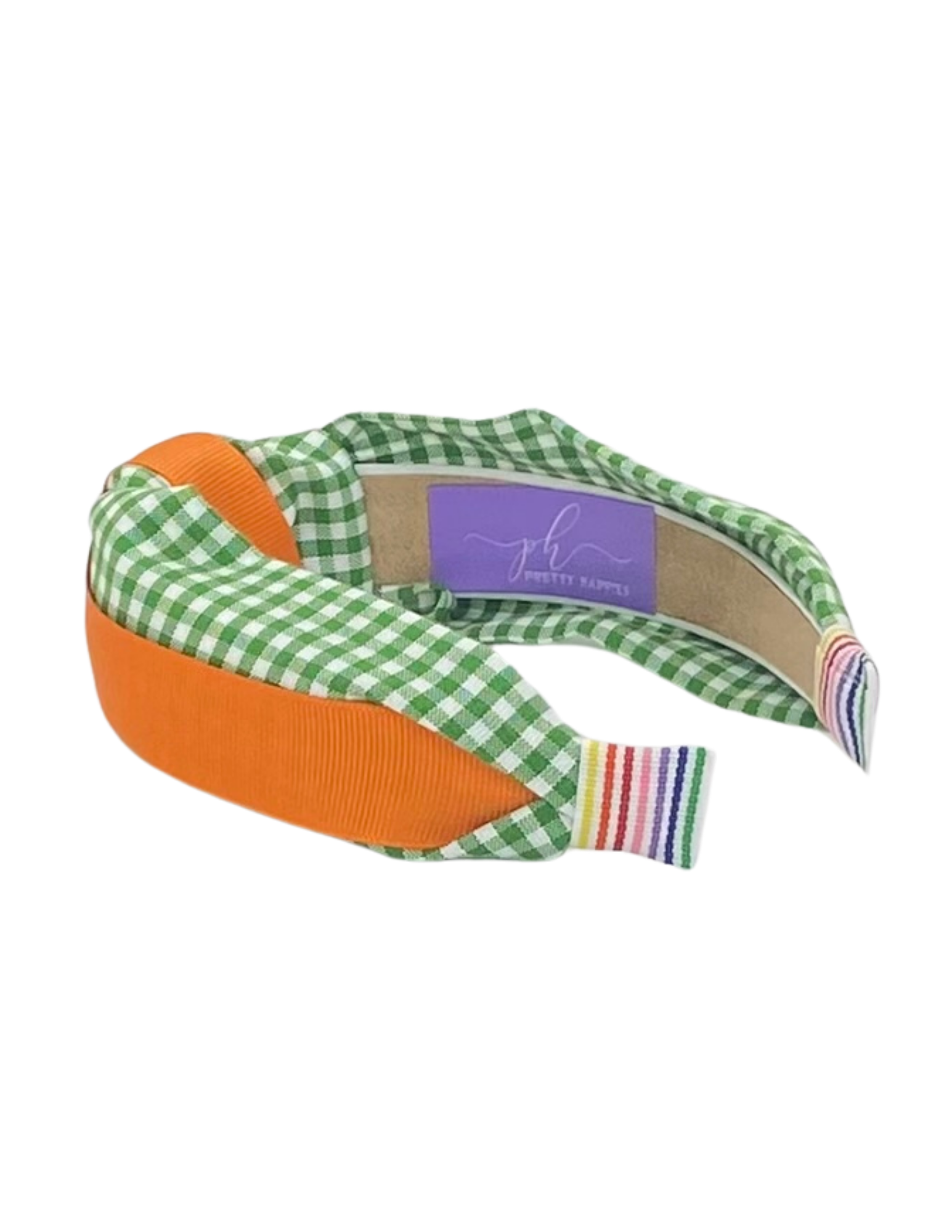 Green Gingham with Orange Ribbon