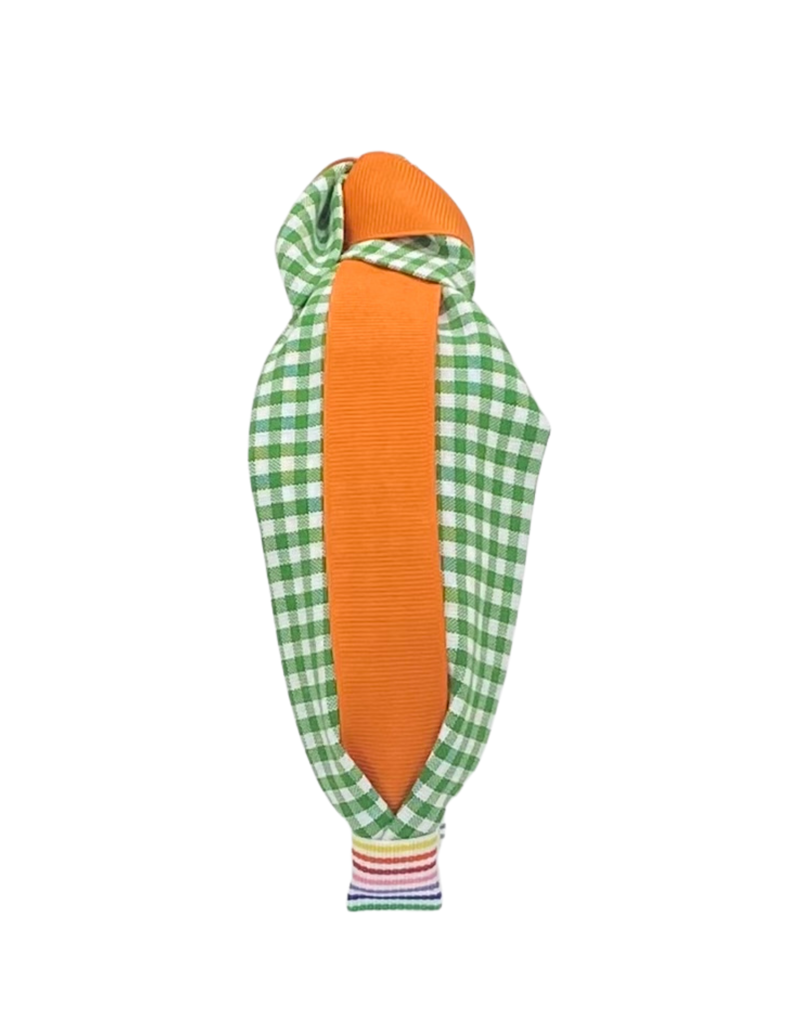 Green Gingham with Orange Ribbon