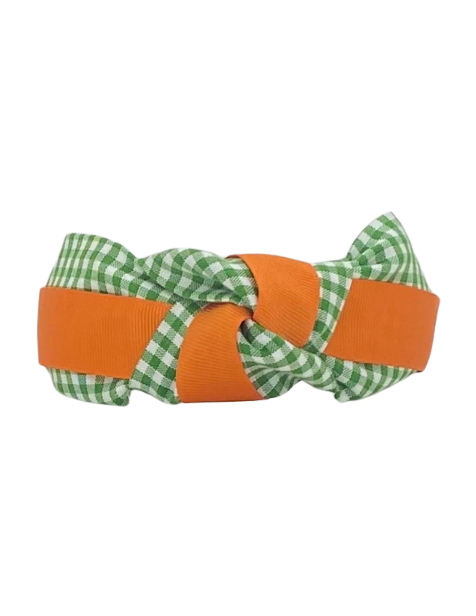 Green Gingham with Orange Ribbon