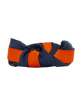 Load image into Gallery viewer, Orange Ribbon on Navy Knot Headband