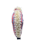 Load image into Gallery viewer, Red & Blue Gingham with Pearl Trim