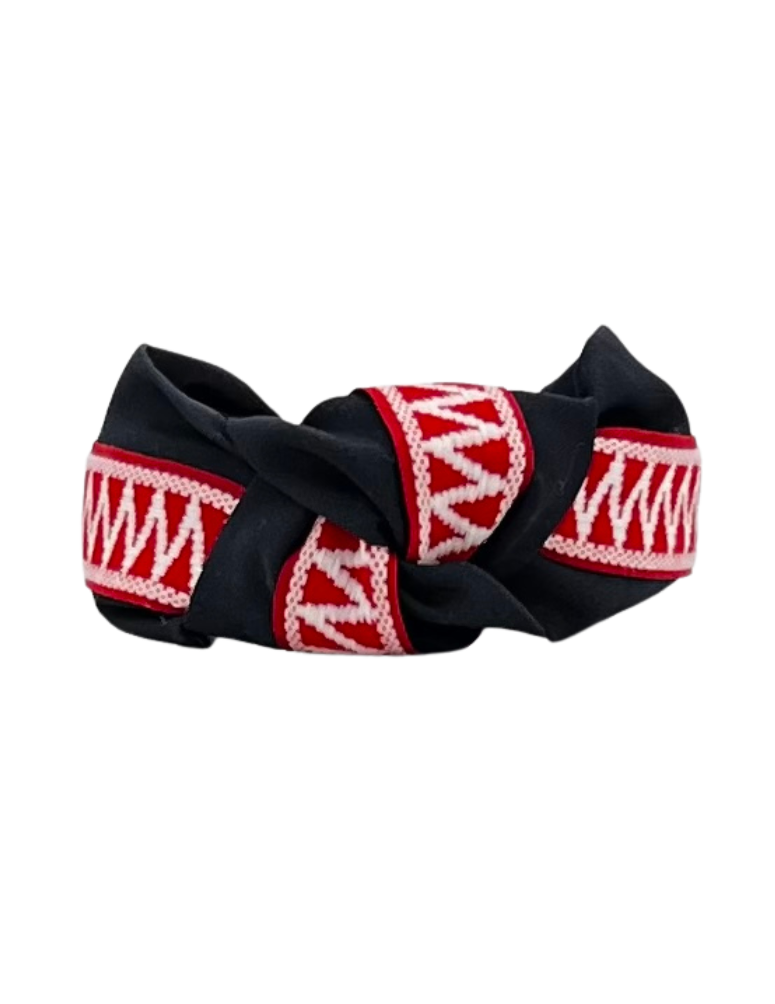 Red and White Zigzag Ribbon on Navy