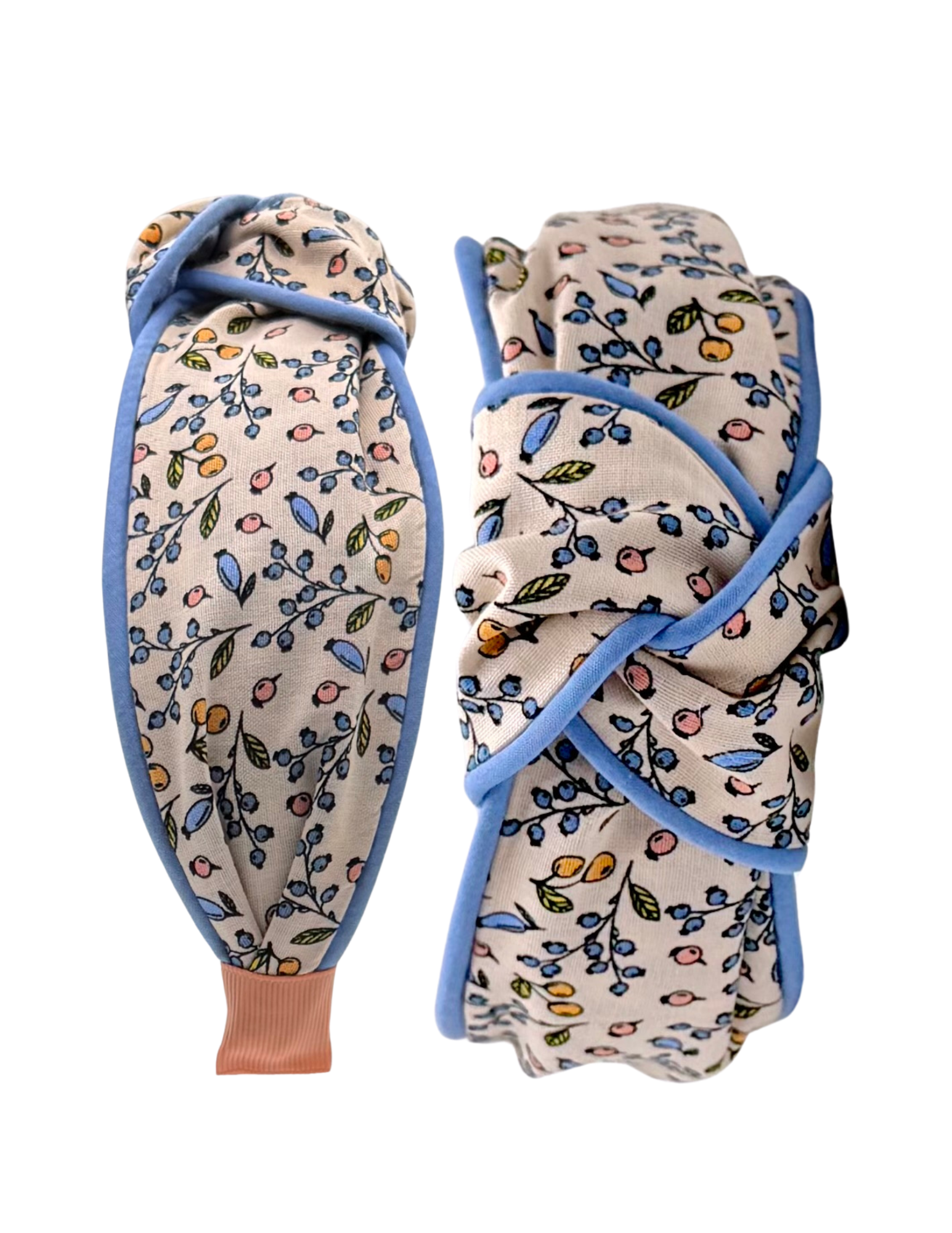 Cream Floral with Cornflower Blue Piping