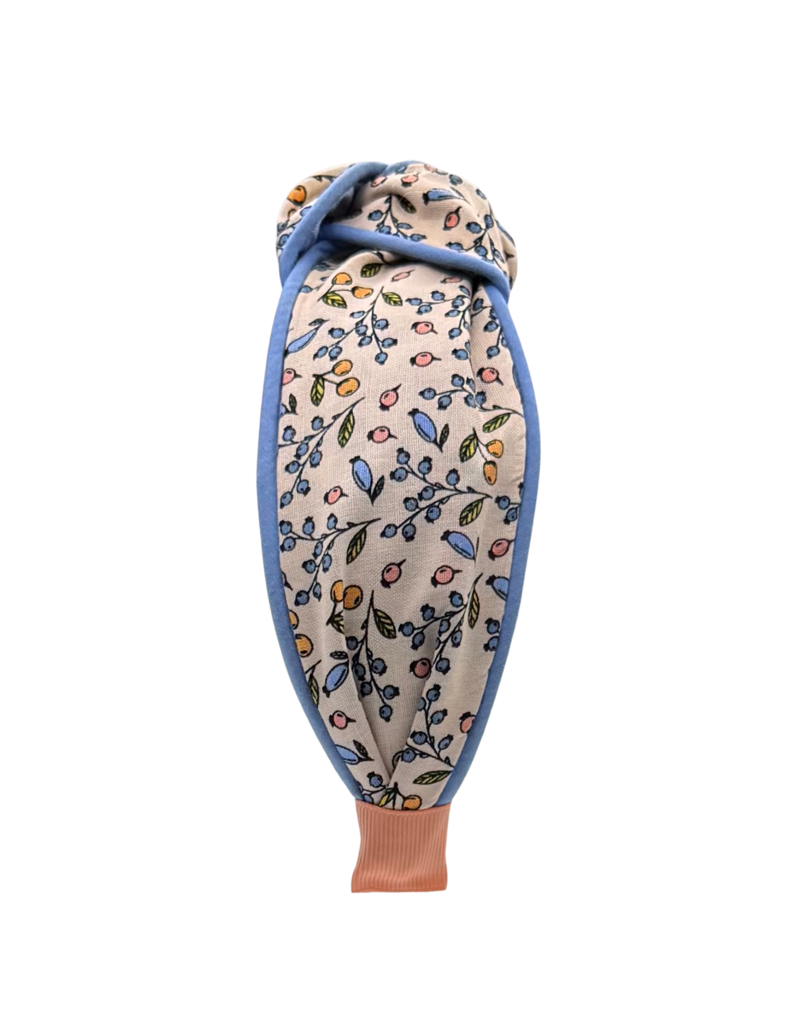 Cream Floral with Cornflower Blue Piping