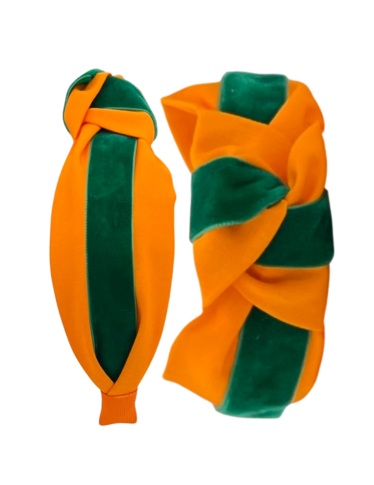 Green Velvet Ribbon on Orange