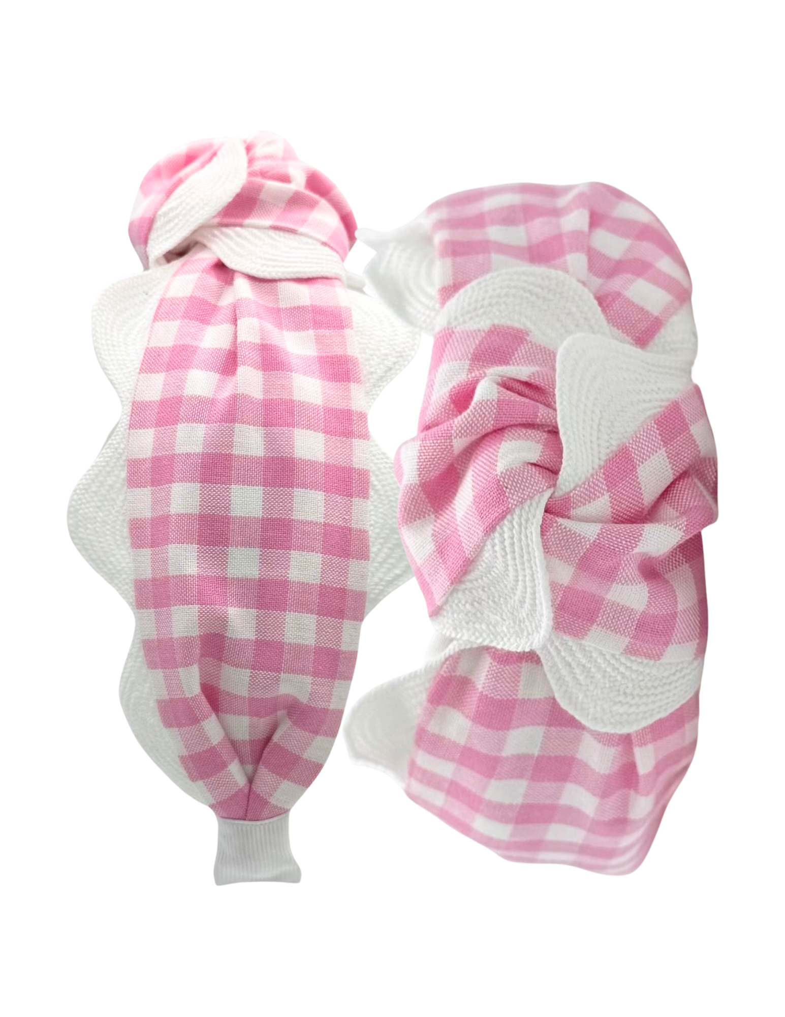 Pink Gingham with Large White Scallop