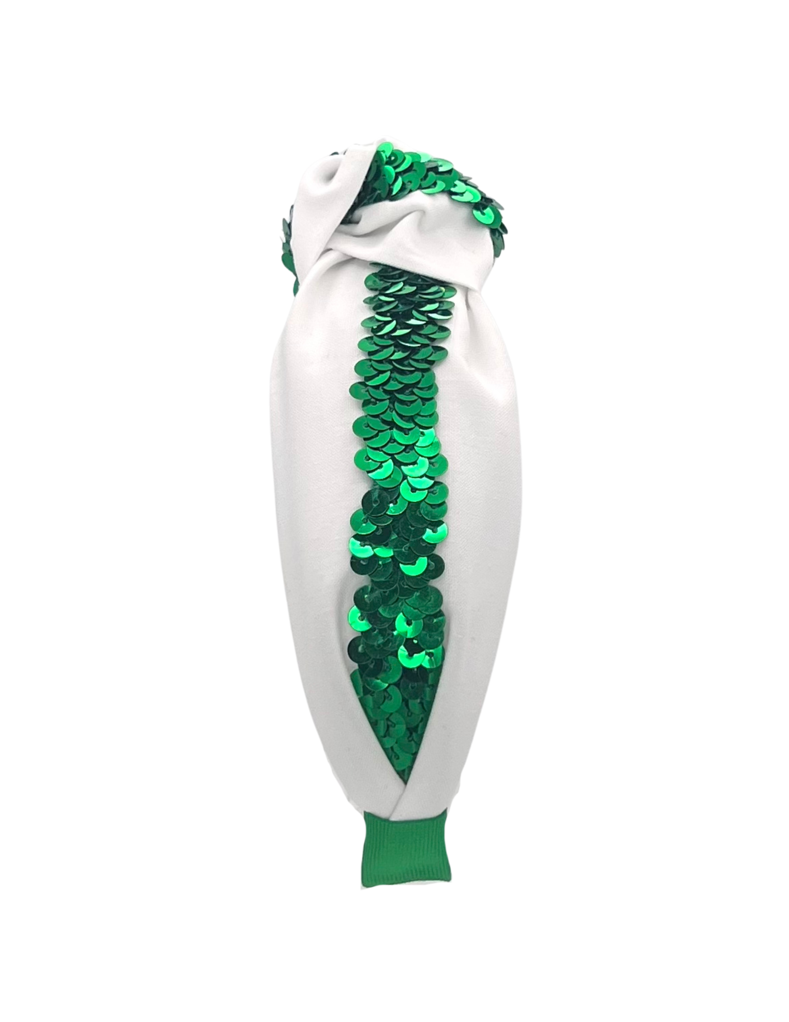 Green Sequins Ribbon on White