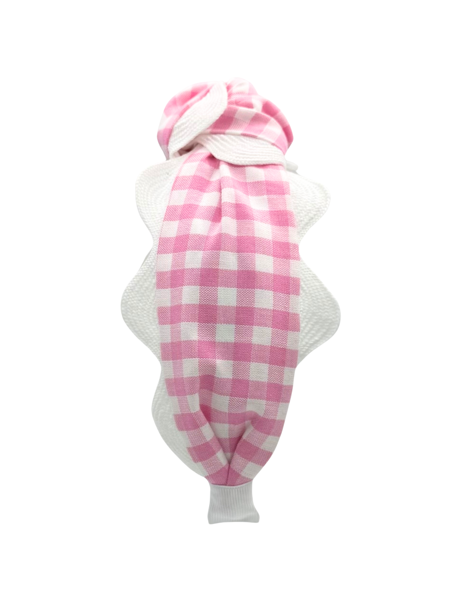 Pink Gingham with Large White Scallop