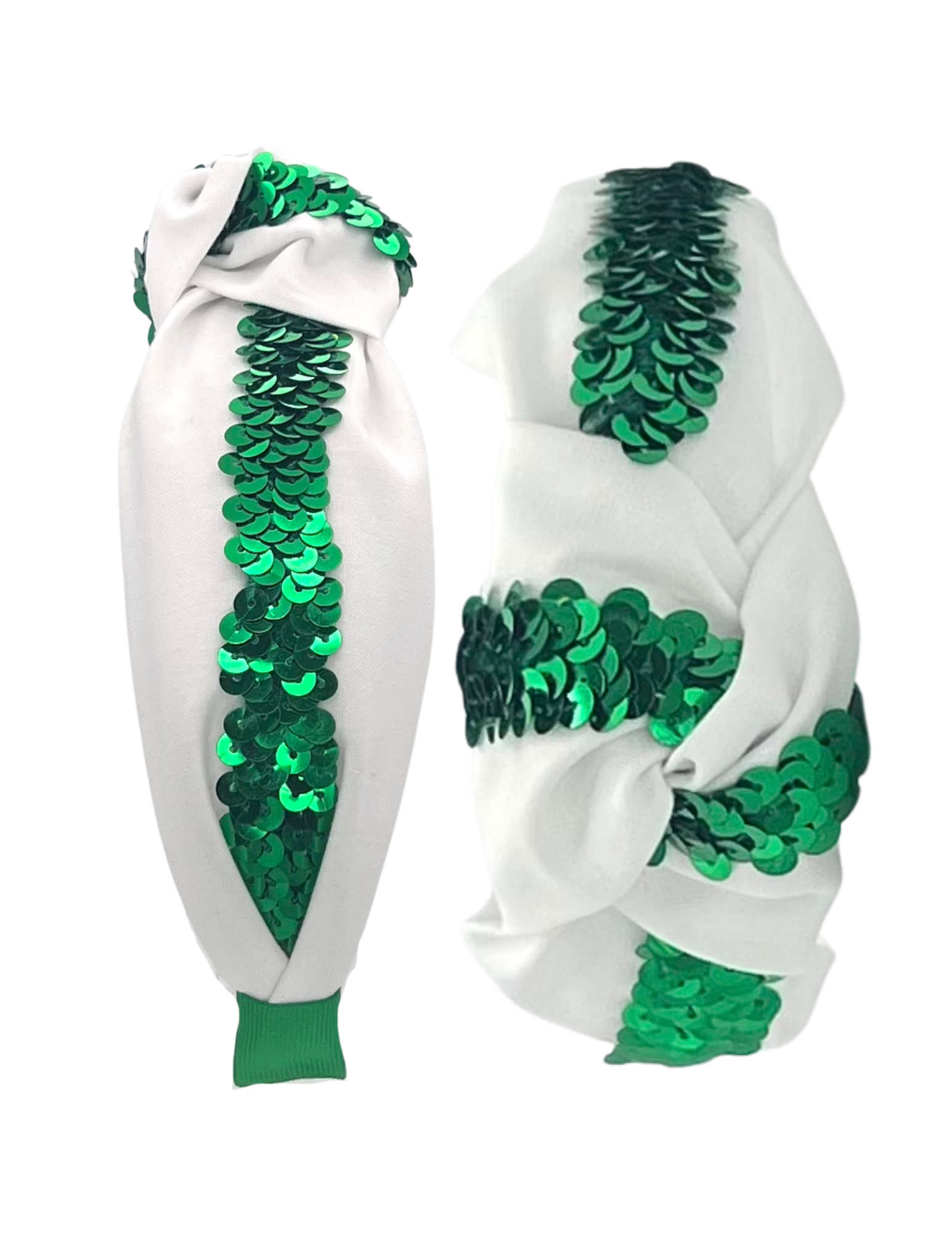 Green Sequins Ribbon on White