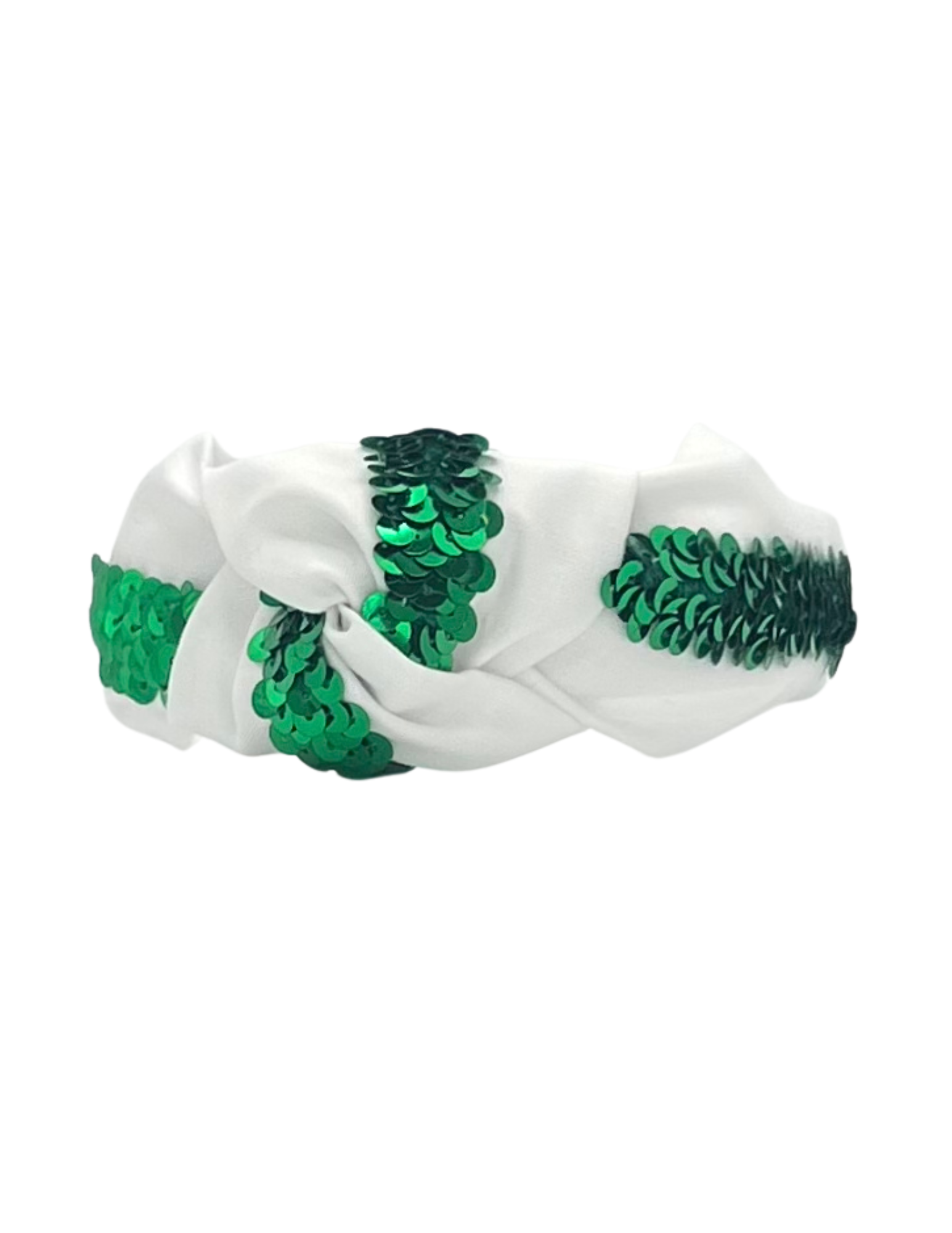 Green Sequins Ribbon on White