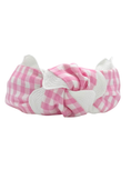 Load image into Gallery viewer, Pink Gingham with Large White Scallop
