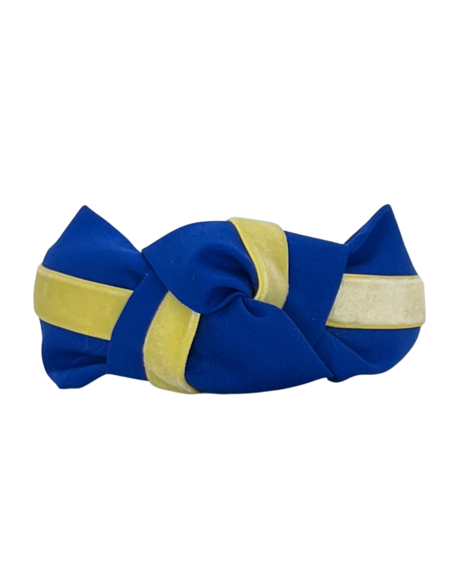 Yellow Gold Velvet Ribbon on Royal Blue
