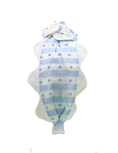 Load image into Gallery viewer, Blue and White Swiss dot with Large White Scallop
