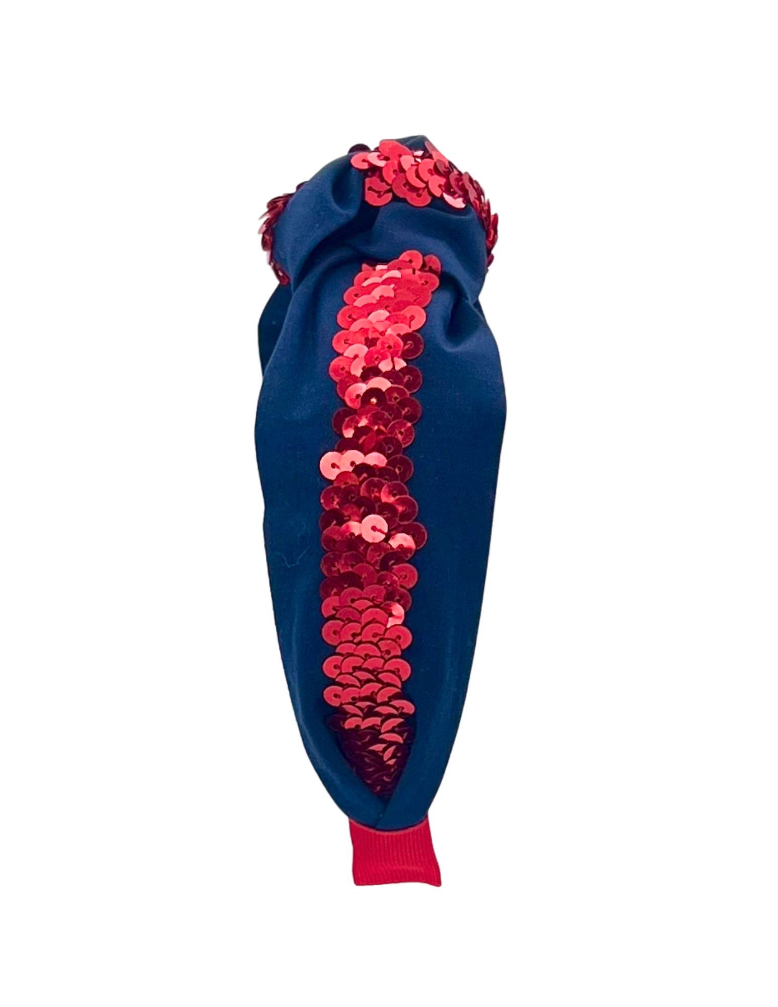 Red Sequin Ribbon on Navy
