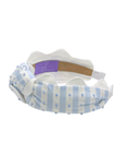 Load image into Gallery viewer, Blue and White Swiss dot with Large White Scallop
