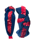 Load image into Gallery viewer, Red Sequin Ribbon on Navy
