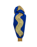 Load image into Gallery viewer, Gold Ric Rac on Royal Blue
