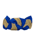 Load image into Gallery viewer, Gold Ric Rac on Royal Blue
