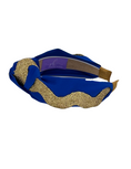 Load image into Gallery viewer, Gold Ric Rac on Royal Blue
