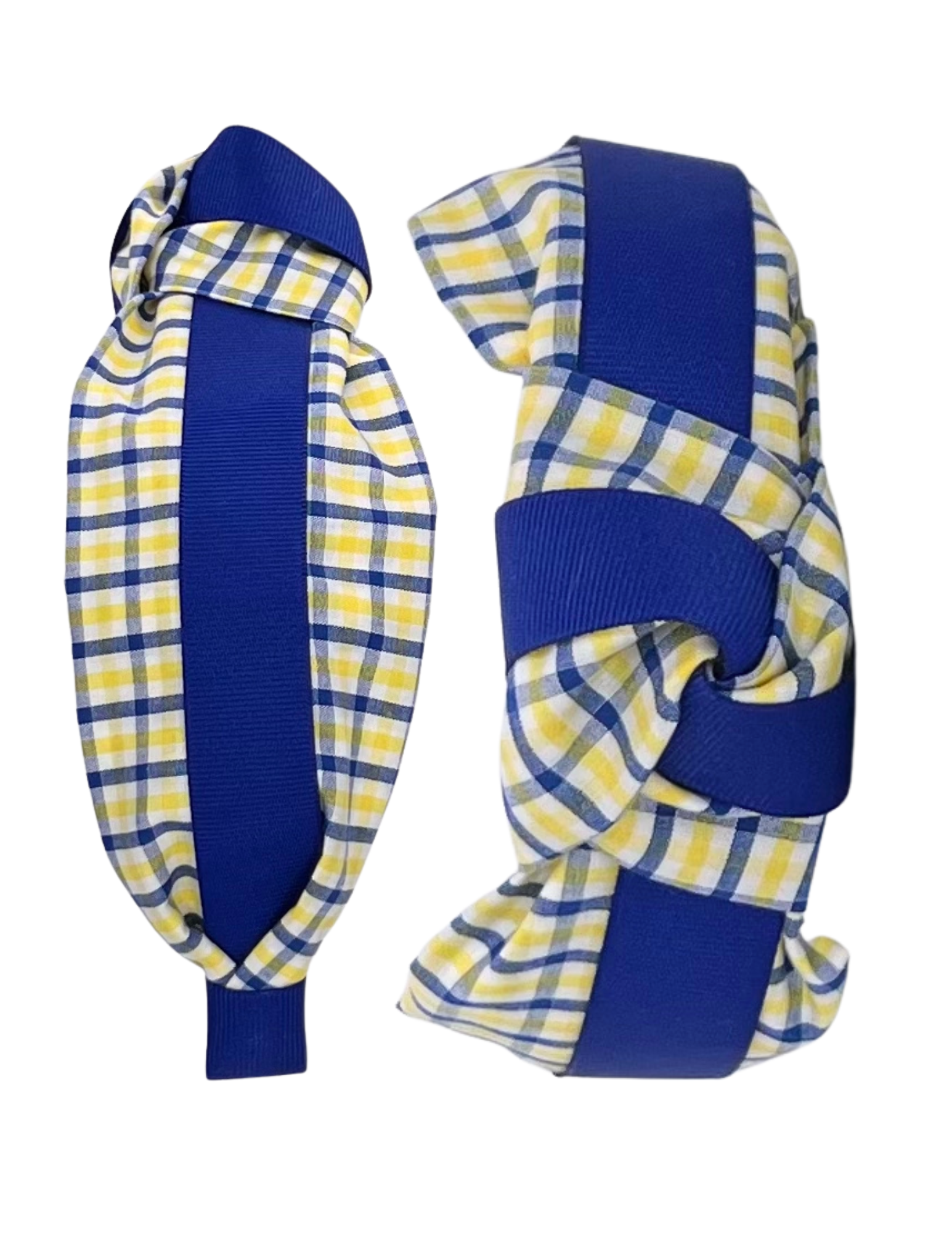 Royal Blue Ribbon on Blue and Yellow Plaid