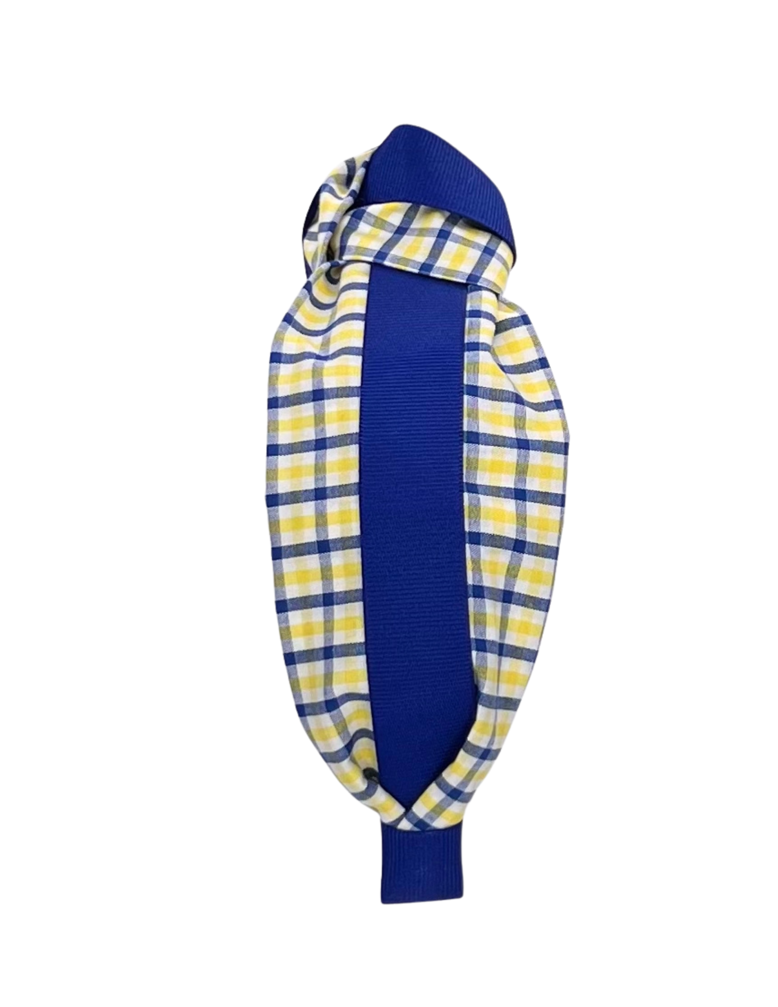 Royal Blue Ribbon on Blue and Yellow Plaid