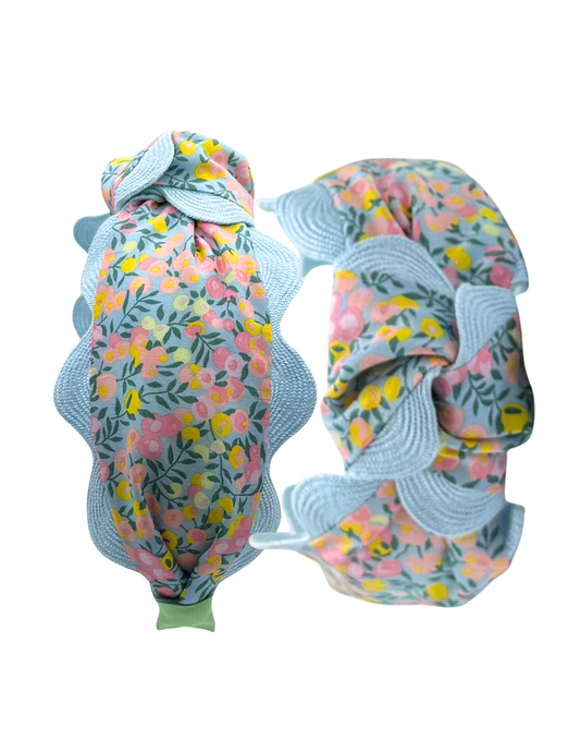 Liberty London Floral with Large Light Blue Scallop