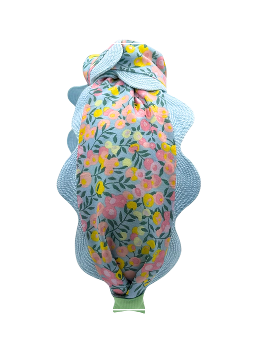 Liberty London Floral with Large Light Blue Scallop