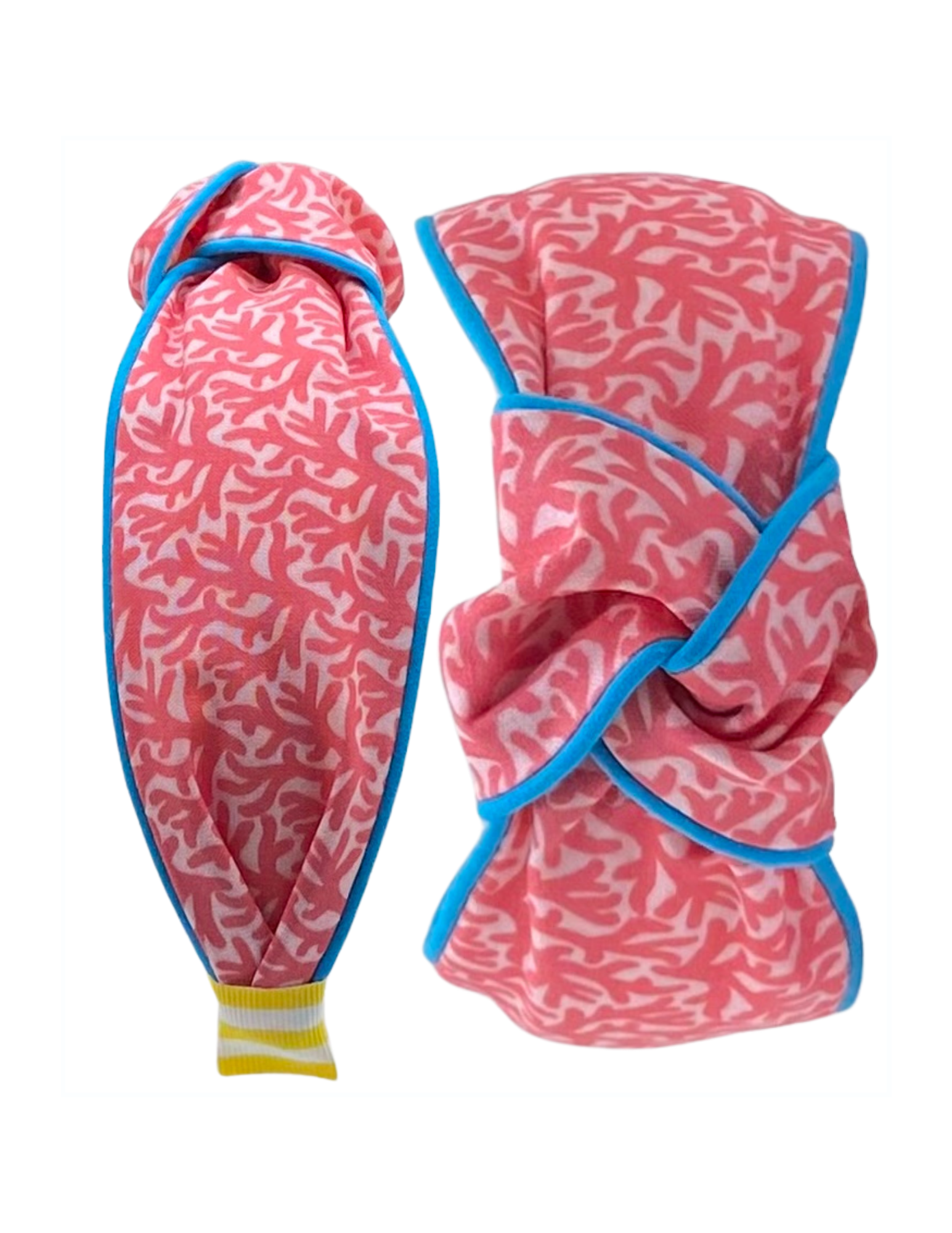 Pink Coral with Bright Blue Piping