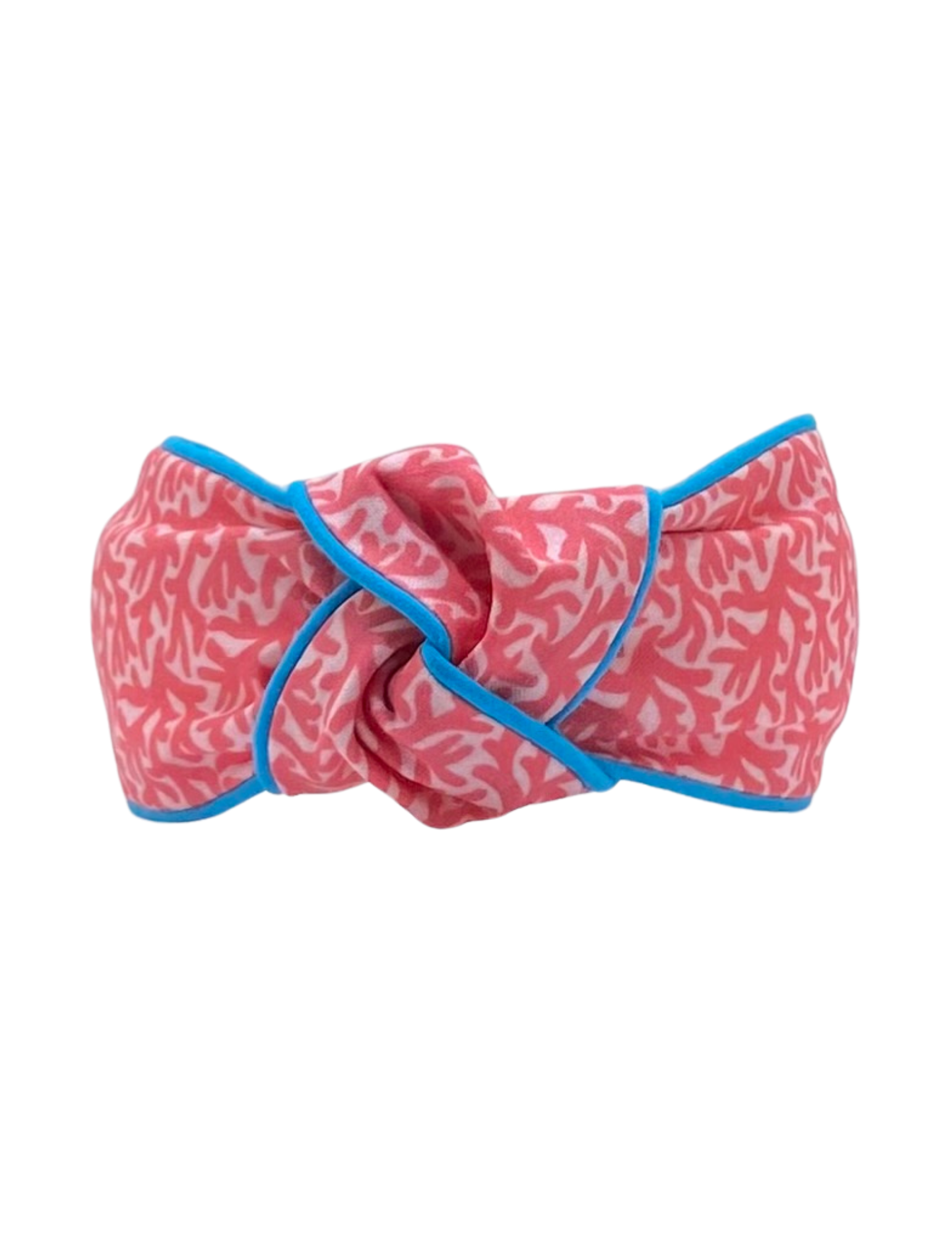 Pink Coral with Bright Blue Piping