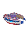Load image into Gallery viewer, Red, White and Blue Sequins on Red and Blue Gingham
