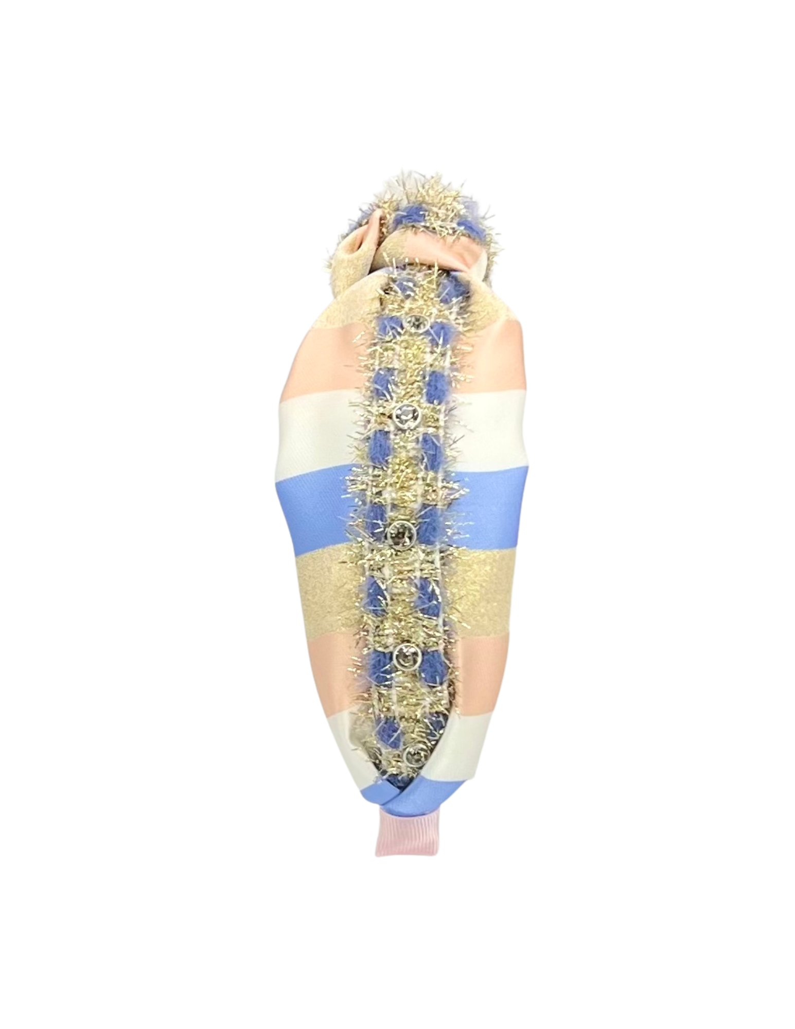 Blue Jeweled Tweed on Stripes