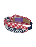 Load image into Gallery viewer, Navy and White Zigzag Ribbon on Red Gingham
