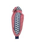 Load image into Gallery viewer, Navy and White Zigzag Ribbon on Red Gingham
