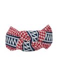 Load image into Gallery viewer, Navy and White Zigzag Ribbon on Red Gingham
