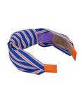 Load image into Gallery viewer, Blue & Orange Stripe Knot Headband
