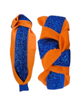 Load image into Gallery viewer, Glitter Blue on Orange Knot Headband
