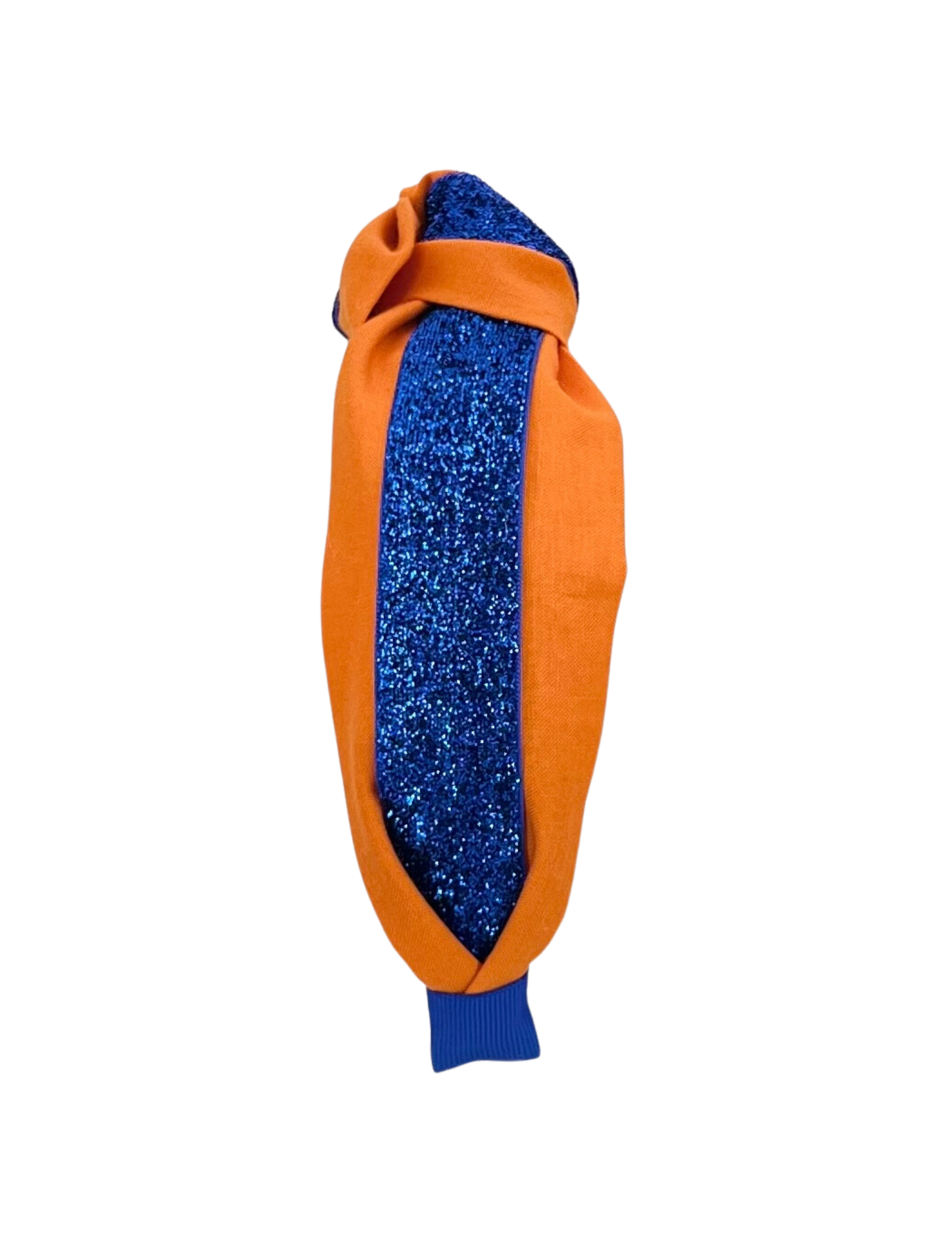 Glitter Blue on Orange Knot Headband