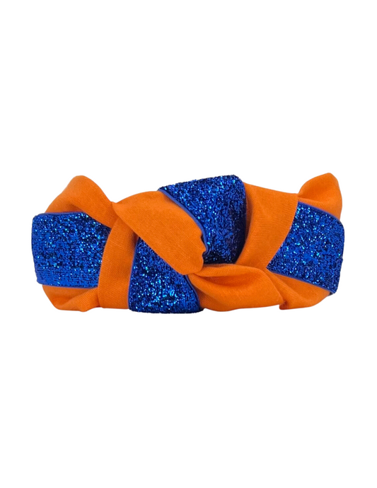 Glitter Blue on Orange Knot Headband