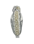 Load image into Gallery viewer, Cream Pearls on Silver Lame

