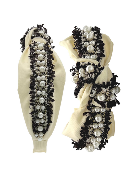 Cream & Brown Tweed Pearls