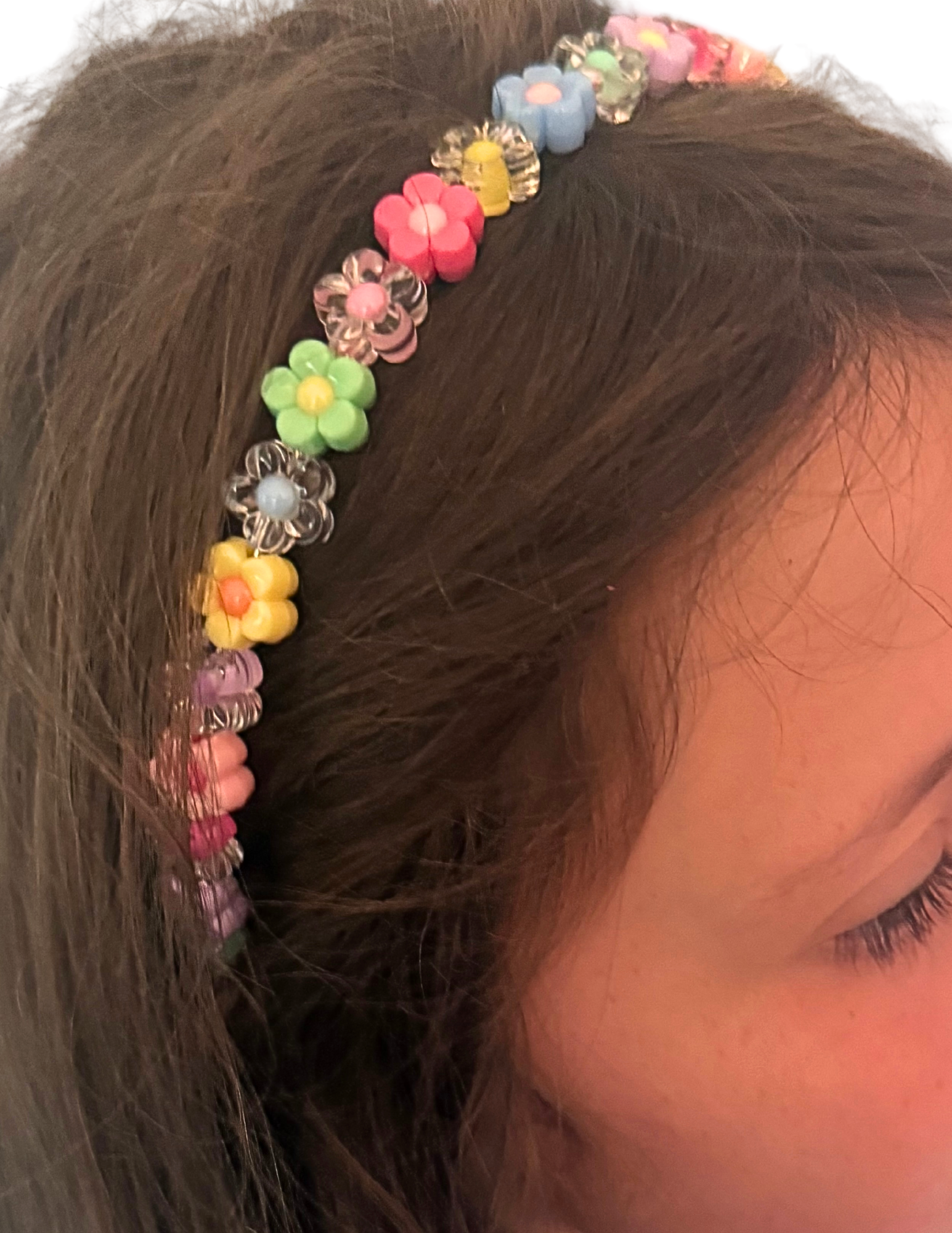 Clear and Colored Flower Headband