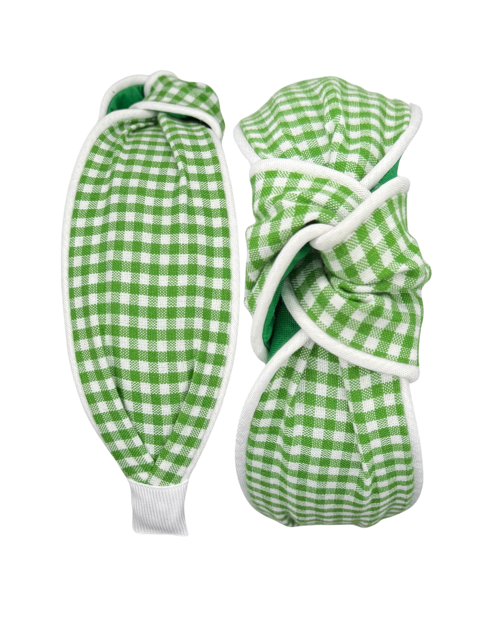 Green Gingham with White Piping
