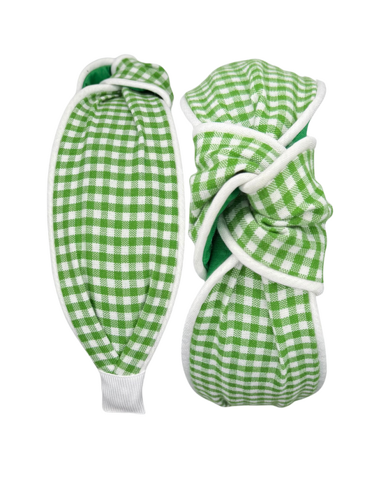 Green Gingham with White Piping