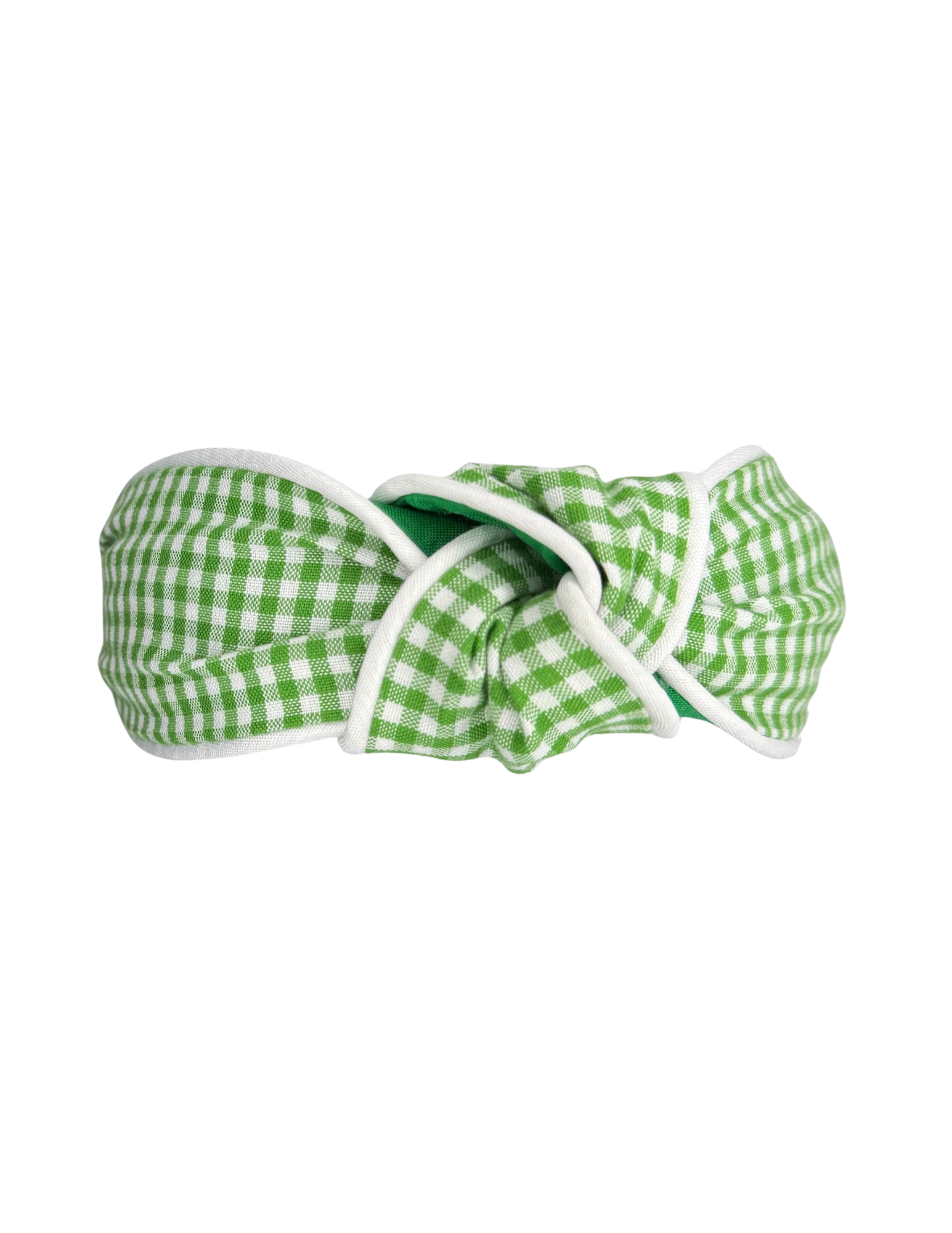 Green Gingham with White Piping