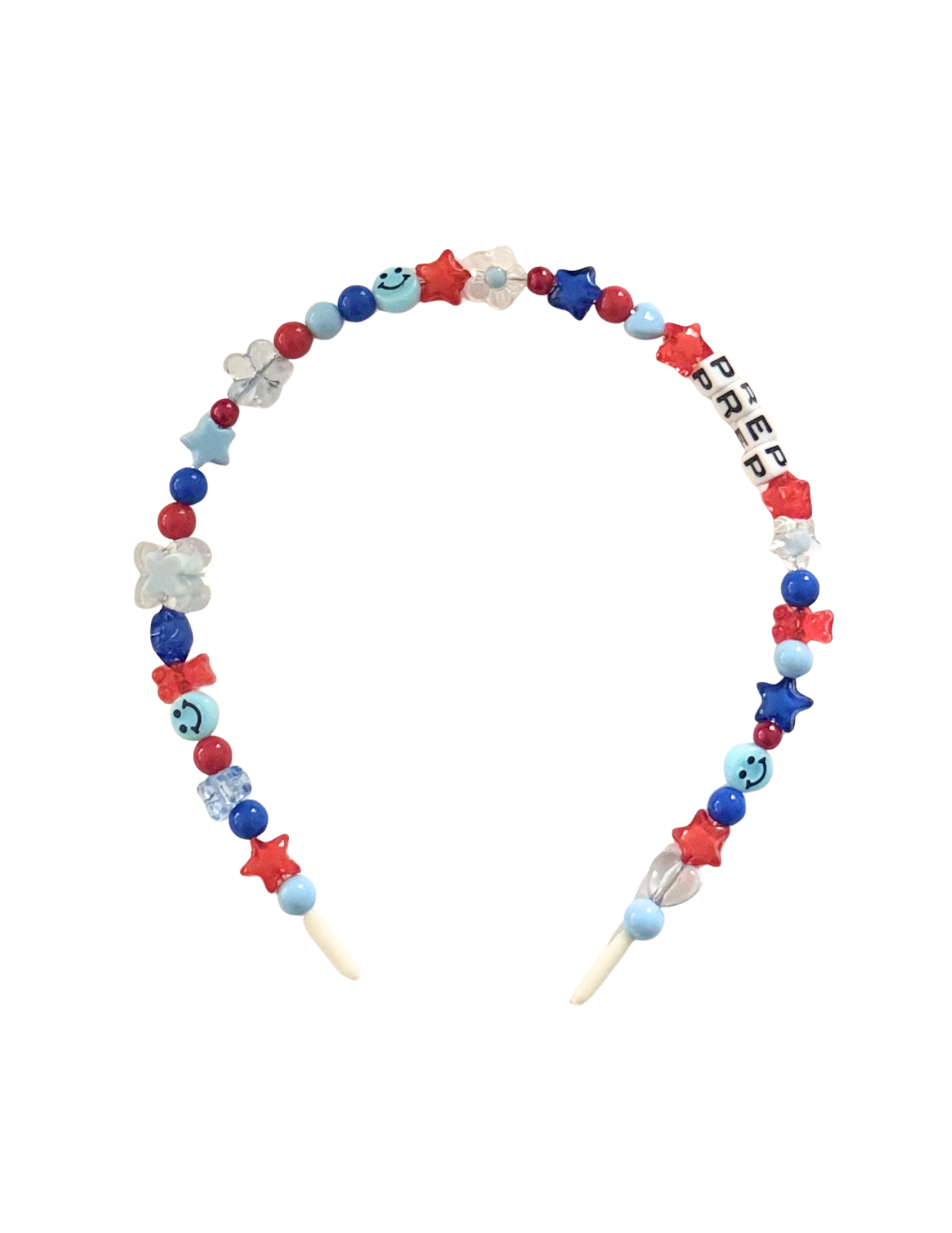 Red and Blues Prep Beaded Headband - Limited edition