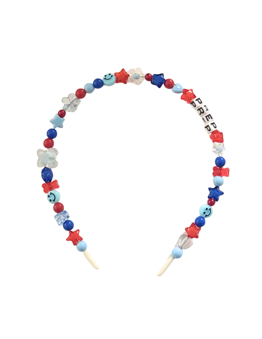 Red and Blues Prep Beaded Headband - Limited edition