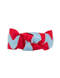 Load image into Gallery viewer, Light Blue Ric Rac on Red
