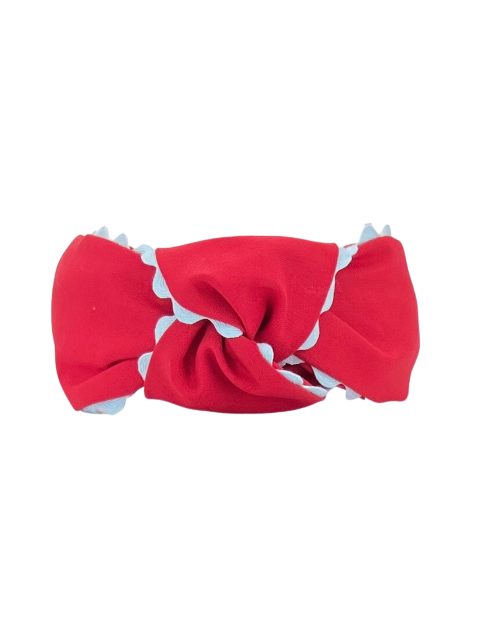 Light Blue Scallop on Red